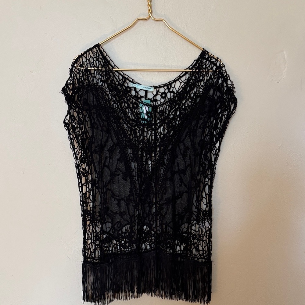 Maurices Elegant Black Lace Swim Cover-Up